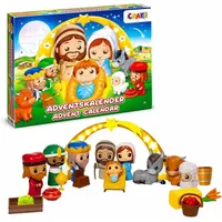 CRAZE Adventskalender Kinder - Weihnachtskrippe Krippenspiel - Spielkrippe Kinder mit Spielfiguren Set, Spielzeug Adventskalender ab 3 Jahre