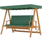 2 In 1 Hollywoodschaukel Mit Liegefunktion 3 Sitzer Gartenschaukel Aus Holz Holzschaukel Mit Sonnendach Sitzauflage Schaukelbank Bis 330kg Fur Garten Terrasse 236x130x181 Cm Dunkelgrun 211500065