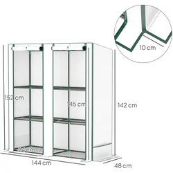 Outsunny - Gewächshaus - 144Lx48Wx152Hcm - Weiß