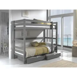 Etagenbett VIPACK "Pino", grau (grau, grau), B:105cm H:182cm L:210cm, Etagenbetten, wahlweise mit Bettschublade