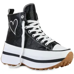 Damen Plateau Sneaker in Schwarz