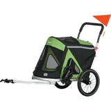 PawHut Hundeanhänger 2in1 Hundebuggy Hundefahrradanhänger mit Sicherheitsleine und Reflektoren bis 20kg Oxford Grün für sichere Ausflüge   Aosom.de