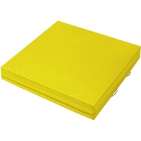 ALPIDEX Mini Weichbodenmatte Matte Turnmatte Fallschutz 100 x 100 x 20 cm mit Tragegriffen und Anti-Rutschboden, Farbe:gelb