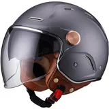 3/4 Retro Classic Jethelm ECE-Zertifizierung, Moped-Motorradhelm für Erwachsene mit Doppelvisier, Halbhelme im Vintage-Stil für Männer und Frauen, Cruiser, Bobber, Chopper