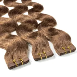 hair2heart Tape Extensions Echthaar #8/1 Hellblond Asch 40cm Braun Damen 