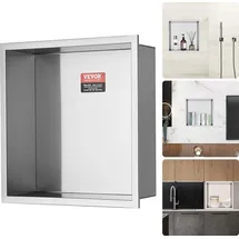 Vevor Wandnische 10x33,02x33,02cm Duschnische Edelstahl Nische Einlagig 100 % Wasserdicht Nischeneinbau 0-40°C Betriebstemperatur 92°-Inneneckdesign Geeignet für Badezimmer Schlafzimmer Arbeitszimmer