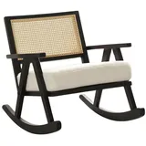 WAHSON OFFICE CHAIRS Schaukelstuhl Gepolsterter Schaukelstuhl aus Rattan mit Massivholzbeinen schwarz