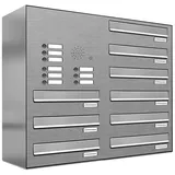 AL Briefkastensysteme 9 Fächer Premium Edelstahl Durchwurf Briefkasten Anlage für Post Post A4, modern, robust, wetterfest, Artikelnummer: 132V9DZ2KS