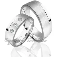 Trauringe123 Trauring Verlobungsringe Trauringe Eheringe 925er Silber mit Stein, J56 74