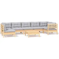vidaXL Garten-Lounge-Set 8-tlg. grau Kiefernholz