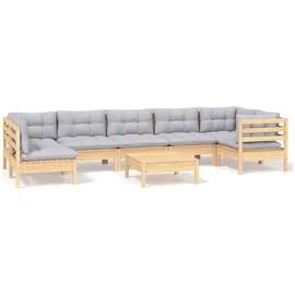 vidaXL Garten-Lounge-Set 8-tlg. grau Kiefernholz