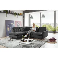 Ecksofa DIE PLANBAR "MP-IN20016 L-Form mit Kaltschaum-Polsterung", schwarz, B:242cm H:87cm T:116cm, 100% Polyester, Sofas, wahlweise mit Kopfstützen und Bettfunktion, mit Kaltschaum-Polsterung