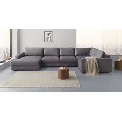 Wohnlandschaft PLACES OF STYLE "Bloomfield, U-Form", grau, B:390cm H:84cm T:209cm, 100% Polyester, Sofas, In verschiedenen Größen bestellbar