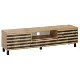 Stella Trading Livetastic Lowboard, Schwarz, Eiche Artisan - Moderner TV Schrank mit viel Stauraum für Ihr Wohnzimmer - 166 x 44 x 40 cm