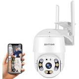 Überwachungskamera Aussen, 1080P WLAN IP Kamera Outdoor PTZ Dome Kamera, Sicherheitskamera mit Bewegungsmelder, 40m Nachtsicht, 2-Wege-Audio, IP66 Wasserdicht, APP YI Lot, SD Kartenslot(MAX.128 GB)