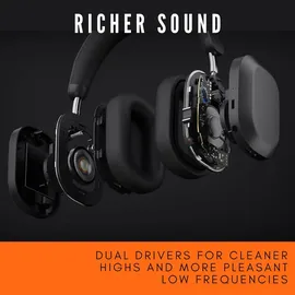 mondo by defunc Defunc Mondo by Over-Ear Kabellose Kopfhörer mit optionalem Kabel, 45 Stunden aktive Spielzeit, Bluetooth, Dual-ENC-Mikrofone und Treiber, Schwarz