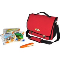PUNALU TipToi Tasche, Tasche für TipToi Stift & TipToi Bücher, Büchertasche mit Platz für 2 Stifte und 11 Bücher, TipToi Starterset (rot)