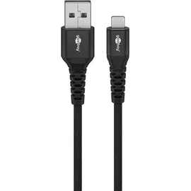 goobay Lightning auf USB-A Supersoftes Textilkabel mit Metallsteckern, 0,5 m 74485
