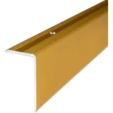 PROVISTON | Treppenkante | Aluminium | Goldfarbig | Breite 30 mm | Höhe 52 mm | Länge 1000 mm | Gebohrt | Treppenkantenprofil | Treppenwinkel | Winkelprofil | Kombiwinkel | 1 Stück