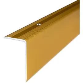PROVISTON | Treppenkante | Aluminium | Goldfarbig | Breite 30 mm | Höhe 52 mm | Länge 1000 mm | Gebohrt | Treppenkantenprofil | Treppenwinkel | Winkelprofil | Kombiwinkel | 1 Stück