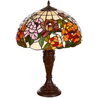 Lampe im Tiffany-Stil 16 Zoll Libelle, Schmetterling edel, Rose Dekorationslampe, Tiffany Stil, Glaslampe, Leuchte,Tischlampe, Tischleuchte (Tiff 192 Blumen Orange)
