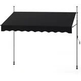 RELAX4LIFE Klemmmarkise, Markise Balkon ohne Bohren, 250 cm breit, mit Handkurbel, UV-beständig Balkonmarkise höhenverstellbar Sonnenschutz (Schwarz)