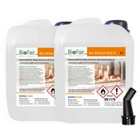 BioFair Bioethanol - Reiner Brennstoff - Bioethanol für Bioethanolkamin, Ethanol Tischkamin, Wandkamin Indoor - 2 x 5 Liter