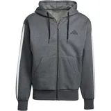 adidas Essential Three Stripes Fleece Kapuzenjacke Herren Dark Grey Heather/Black M