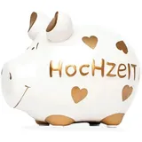 Brillibrum Design Sparschwein Hochzeit Hochzeitsgeschenk Keramik Spardose Schwein Handmade Sparschwein Sparbüchse Hochzeitsschwein (Hochzeit große Herzen (9x9x12,5 cm))