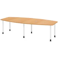 Bümö Konferenztisch, Buche, Weiß, Nachbildung,Buche, Oval, 280x74x130 cm, FSC