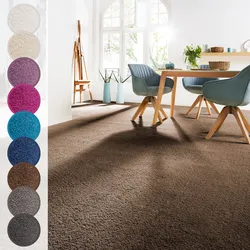 Teppichboden ANDIAMO "Sophie, Frisee-Velours, Made in Netherlands", braun, B:500cm H:12mm L:100cm, Kunstfaser, Teppiche, Uni Farben, Breite 400 cm oder 500 cm, strapazierfähig & pflegeleicht