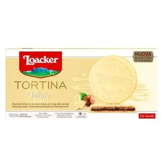 Loacker Tortina White, Waffeltörtchen, mit Schokolade & Nougatcreme, einzeln verpackt, 63 g, 3 Stück