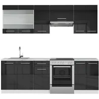 Vicco Küchenzeile Fame-Line 240 cm Anthrazit Hochglanz