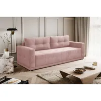 Lusso Sofa mit Schlaffunktion und Bettzeugcontainer Rosa