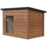 QLS Hundehütte Wetterfest Hundehaus Hundehöhle Winterfest Isoliert Holz 113 x 76 cm