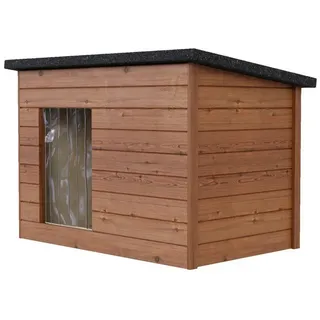 QLS Hundehütte Wetterfest Hundehaus Hundehöhle Winterfest Isoliert Holz 113 x 76 cm