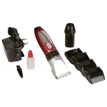 Clipster Akkuschermaschine Sonic Rot/Schwarz 4 Aufsteckkämme