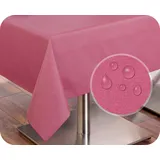 Tischdecke Tischläufer Leinen Struktur, abwischbar schmutzabweisend, Baumwolle, Farbe und Größe wählbar (Tischdecke rund 140 cm, Berry)