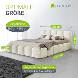 Juskys Polsterbett Catania 180 x 200 cm Creme inkl. Matratze