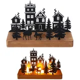 Adventskranz Teelichthalter, Adventskranz Kerzenhalter Kerzenständer Weihnachten Kerzenhalter Stumpenkerzen Mit Holzkerzenständern, Adventsgesteck, Tischdeko Adventsdeko Weihnachtsdeko(A)