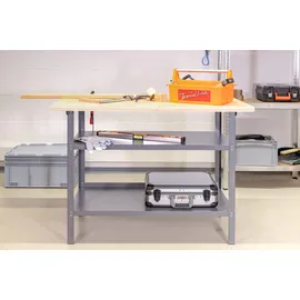 Trendline Werkbank Holz 120 x 60 x 85 cm grau