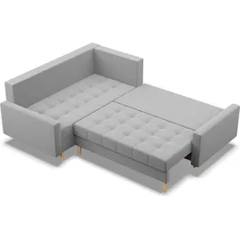mebligo Links Ecksofa mit Schlaffunktion, Ottomane, Grau - Grau