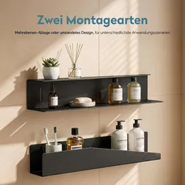 doporro Duschablage ohne Bohren 50 cm, Duschregal Schwarz Montage zum Kleben oder Bohren, rostfreier Badezimmer Organizer mit großer Kapazität, Shampoo Halterung für Dusche, Badewanne & Küche, Reglo-15
