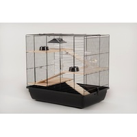 Ollesch Hamsterkäfig Mäusekäfig Nagerkäfig 59 x 38 x 55 cm schwarz mit Zubehör