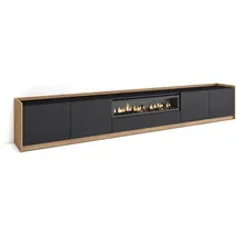 SKRAUT HOME Lowboard 310x50 cm Schwarz Eiche Holzwerkstoff