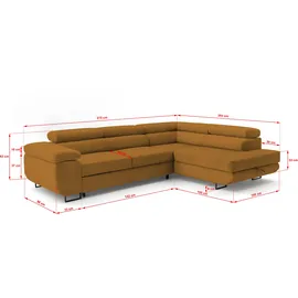 storez24 Eckcouch Textil 3-Sitzer Gold