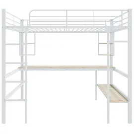 XDOVET Hochbett mit Schreibtisch 90 x 200 cm MDF weiß