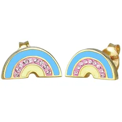 Elli Kinder Regenbogen Emaille Glitzer 925 Silber Ohrringe   Damen 