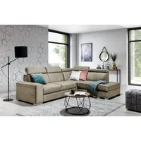 Fun Möbel Ecksofa Ecksofa Schlafsofa NOLAN inkl. USB-Anschluss, inkl. Bettkasten, Kopfteil verstellbar, Rundumbezug, inkl. USB-Anschluss beige|weiß