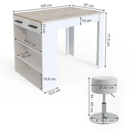 Vicco Esstisch-Set Repose 67 x 100 cm Braun/Weiß